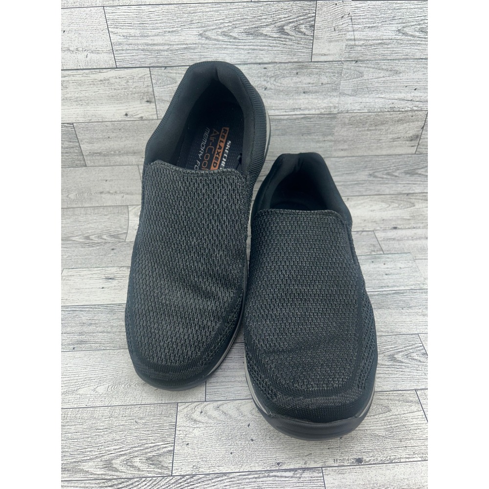 Skechers Relaxed Fit Memory Foam Slip On Black Sneakers 65086 Men Sz 11